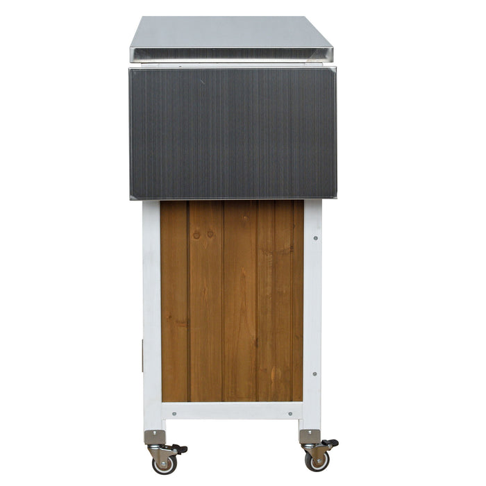 Foldable Outdoor Kitchen Island With Storage Cabinet