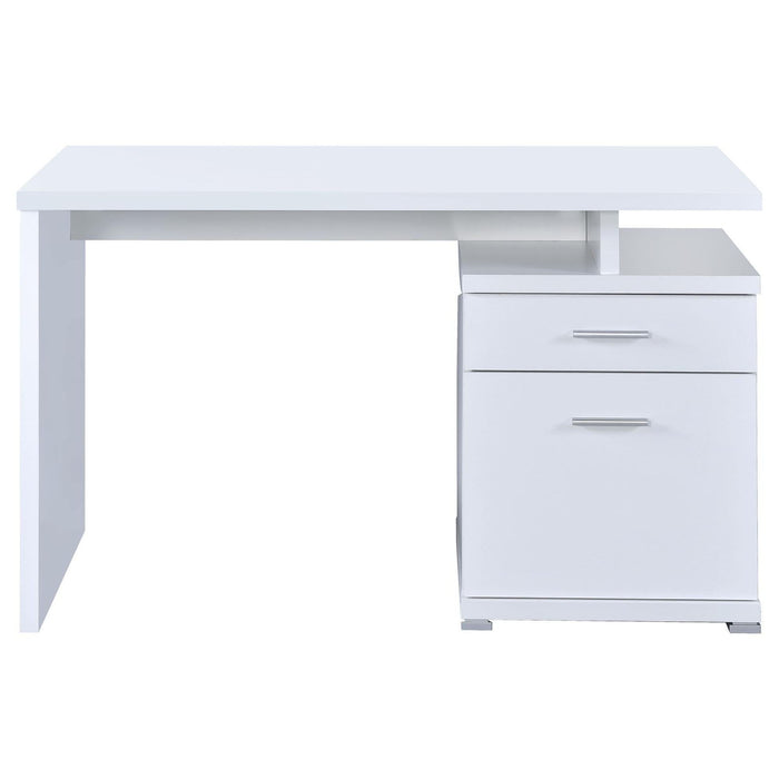 2 Drawer Reversible Office Desk With Modular Design - White