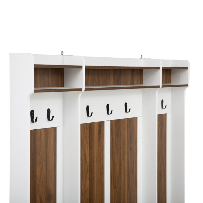 5 In 1 Entryway Bench With Coat Rack, 7 Sturdy Hooks, 2 Spacious Drawers And Adjustable Shelves