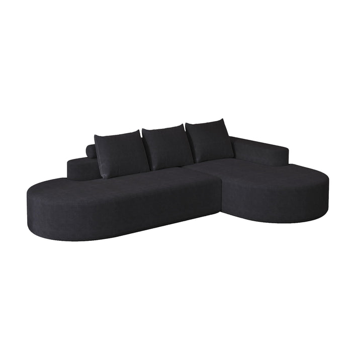 Modern Curved Sofa, L-Shaped Modular Sectional Set With 3 Pillows