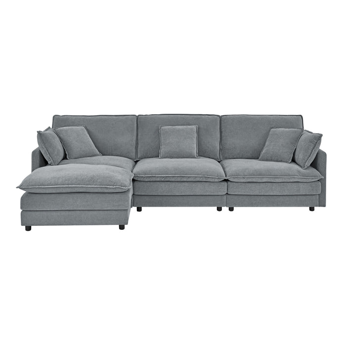 L-Shaped Sectional Sofa With Ottoman, Convertible 4 Seater Couch