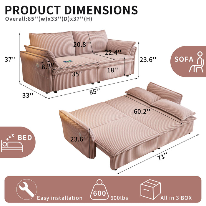 2 In 1 Convertible Sofa Bed, Multi Functional Living Room Furniture