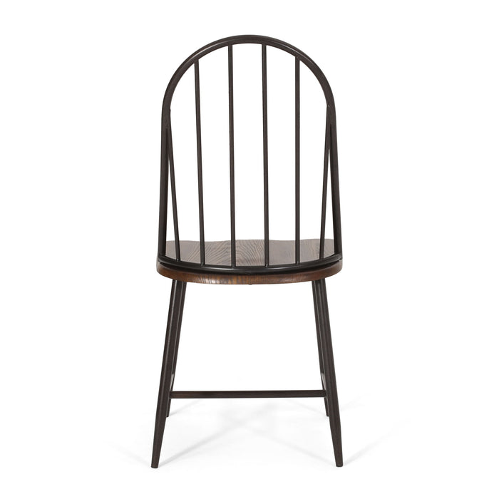 Rustic Farmhouse Style Dining Chair With Spindle Backrest - Dark Brown