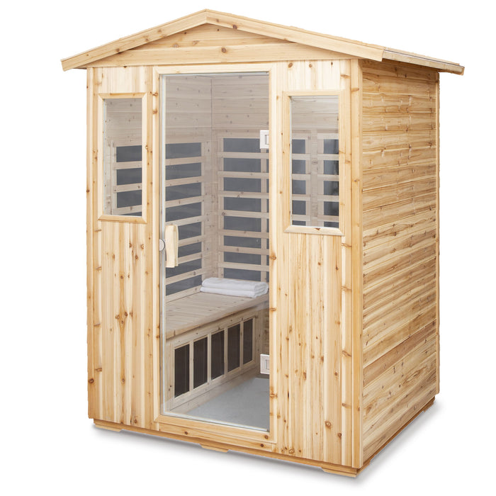 4 Person Old Fir Far Infrared Outdoor Sauna Room - Natural