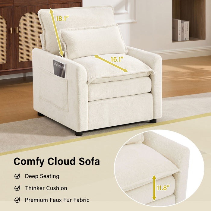 Modern Single Seat Accent Chair With Side Storage Pockets