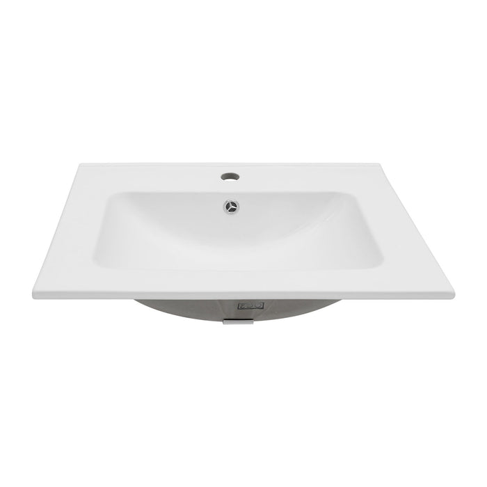 Rectangular Single Vanity Top With 1 Faucet Hole And Overflow Ceramic