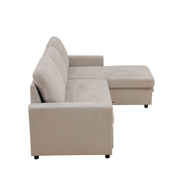 L - Shaped Convertible Sofa Bed With Storage Chaise