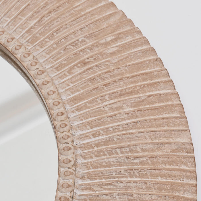 Handcarved Decorative Hanging Wall Mirror - Antique Brown / White