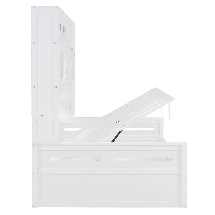 Daybed With All-In-One Cabinet And Shelf