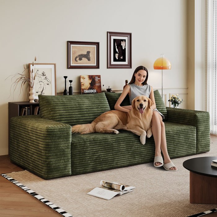 3 Setaser Sofa, Deep Seat Couches For Living Room - Green
