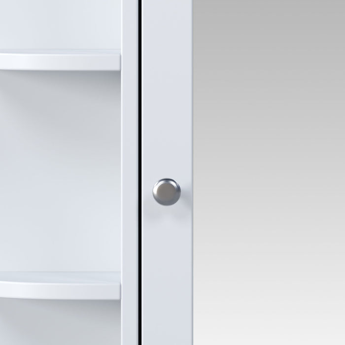 Bathroom Wall Storage Cabinet With Mirror And Adjustable Shelf, 6 Open Shelves