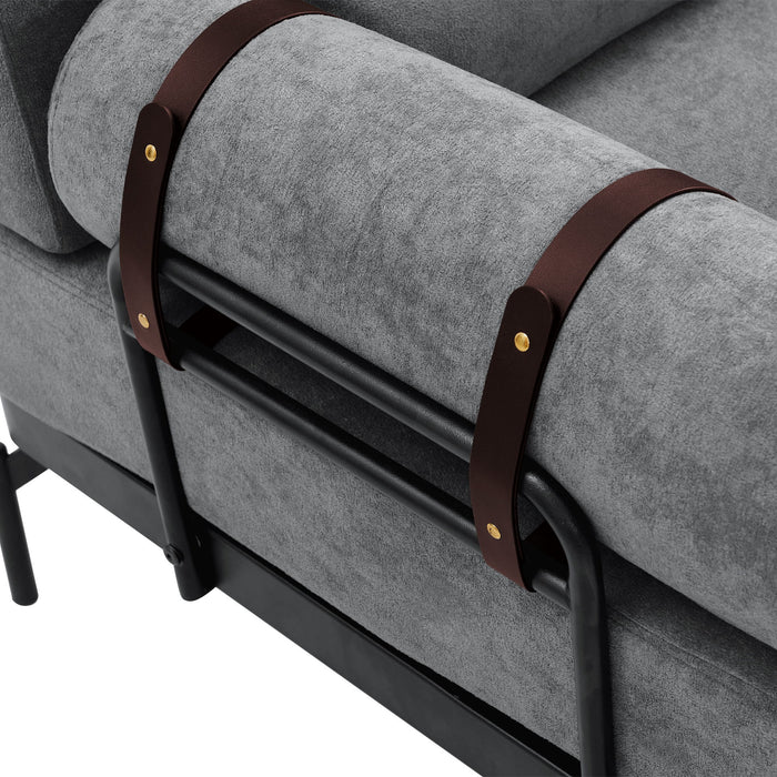 Modern Loveseat Sofa 2 Seater With USB Ports, Cylindrical Armrests