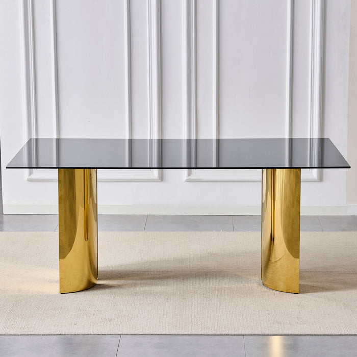 Rectangular Dining Table - Gold / Black