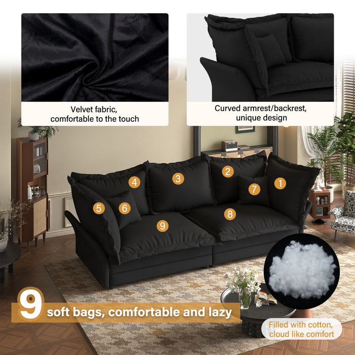 Modern Comfy Upholstered Sofa Cloud Couch, Deep Seat Couches With Multiple Large Soft Pillows