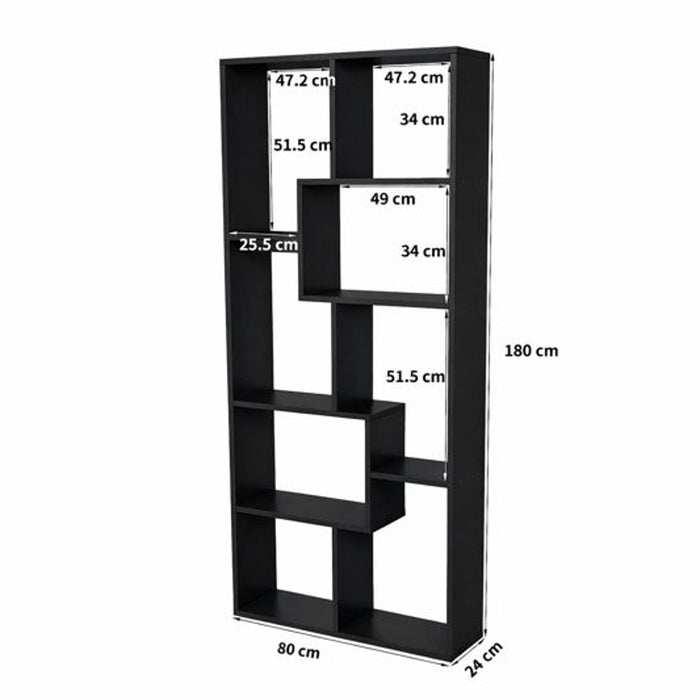 Asymmetrical Display Shelf & Bookcase, 5 Tier