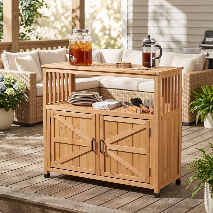 Patio Bar Table Set With Storage
