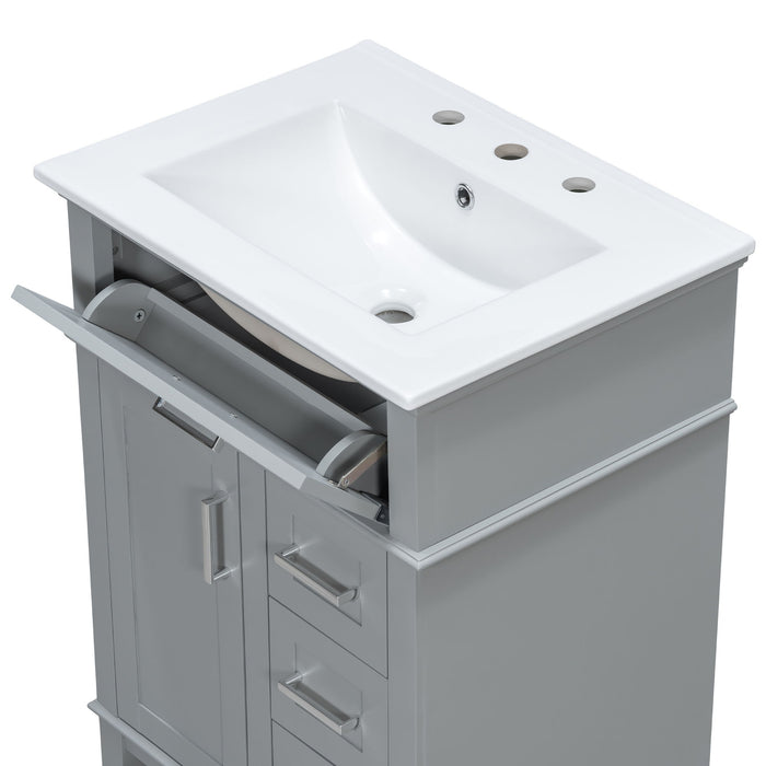 Modern Bathroom Vanity With Sink, Flip Drawer & 3 Drawers, Soft Close Hinges, Adjustable Shelf