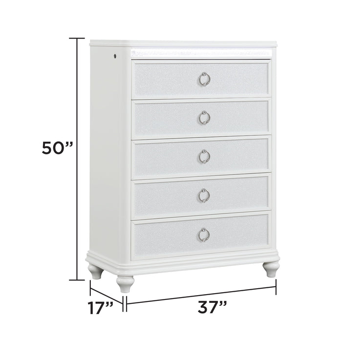 Abigale - 5 Drawer Chest With LED Lighting - White