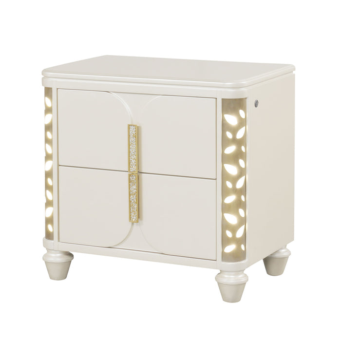 Cinderella - Nightstand With LED Accents And 2 Storage Drawers - Beige