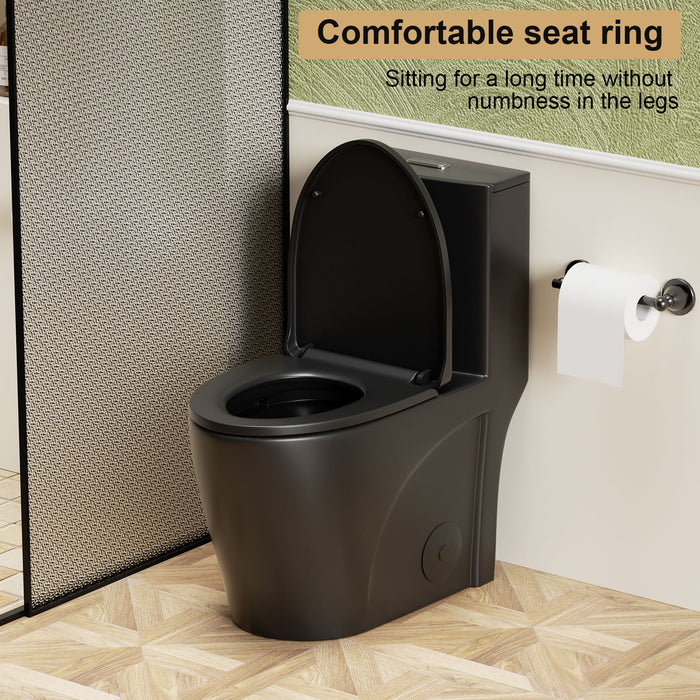 1 Piece Toilet With Tornado Flush, Dual Flush, And ADA Height Comfort Chair