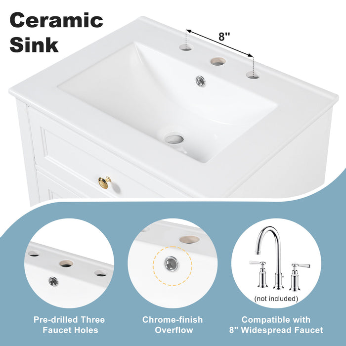 Modern Bathroom Vanity With Sink, 3 Drawers & Cabinet With 2 Tier Door Storage
