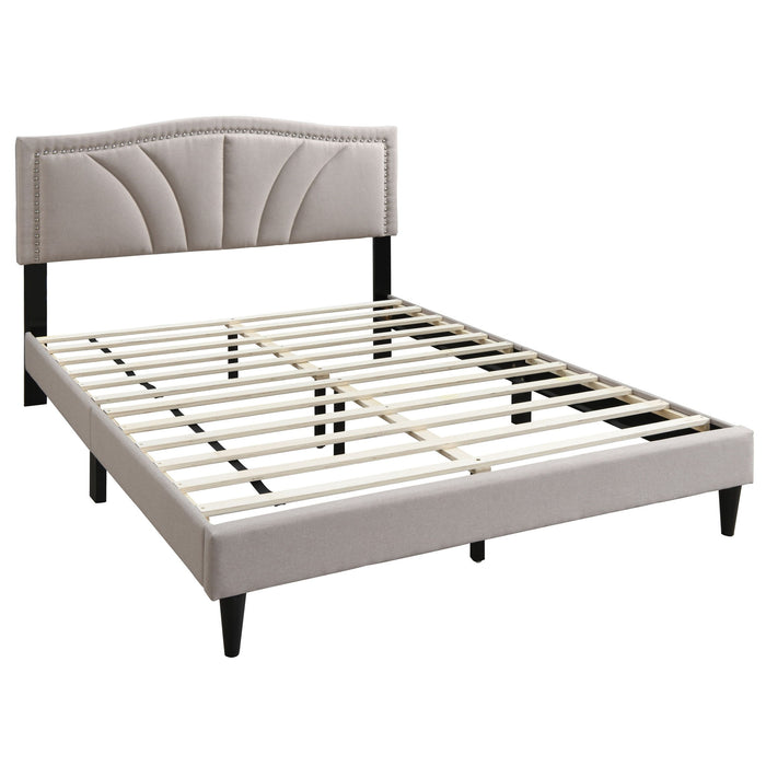 Bed With Nailhead Trim Accents, Upholstered Platform Frame