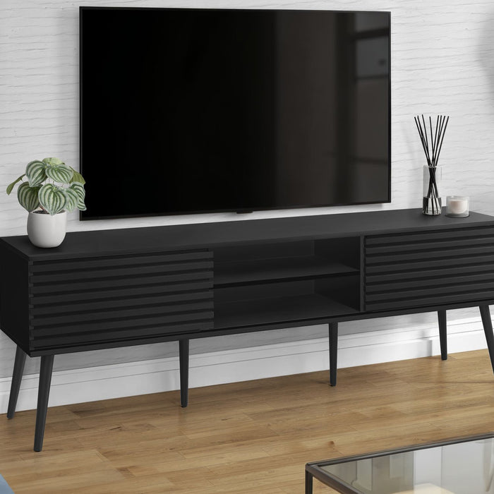 TV Stand, Media Entertainment Center, Storage Cabinet, Console, Storage Shelves, Bedroom, Living Room, Contemporary, Modern - Black