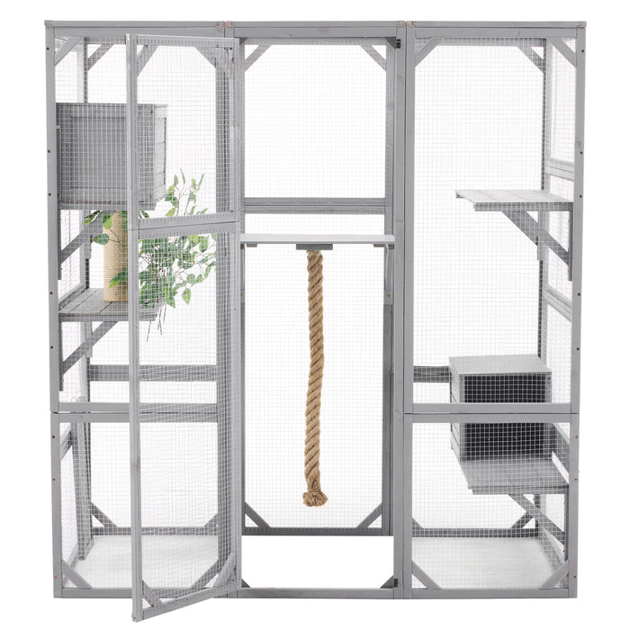 Outdoor Cat House, Diy Cat Enclosure Catio With Double Enter Doors