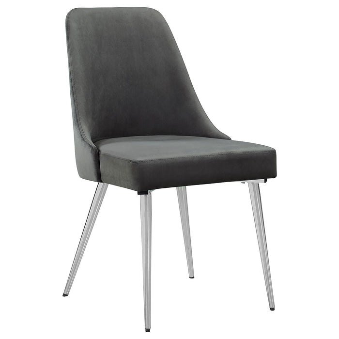 Padded Side Chair Of 2) With Upholstered Seat And Polished - Gray