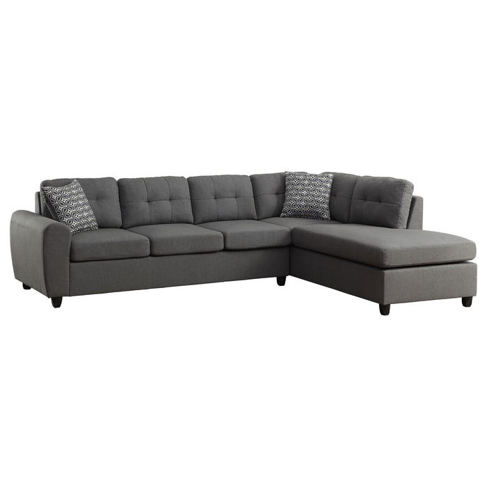 Balta - Button Tufted Sectional With Removable Cushion Upholstered Sofa - Gray