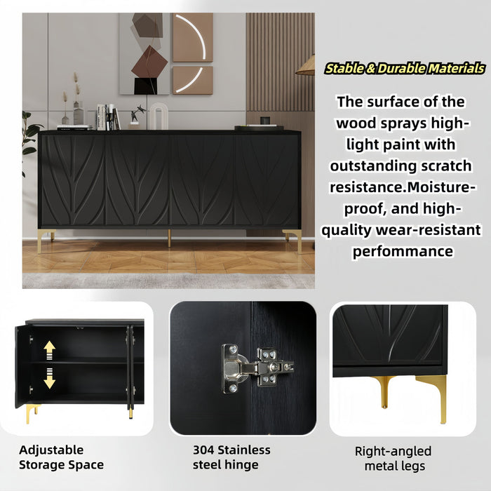 Modern Sideboard Buffet Cabinet With Handleless Press To Open Design With 4 Doors