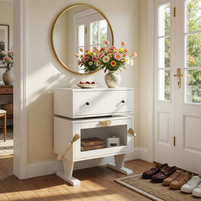 Robot LED Nightstand With 360° Rotating Drawer