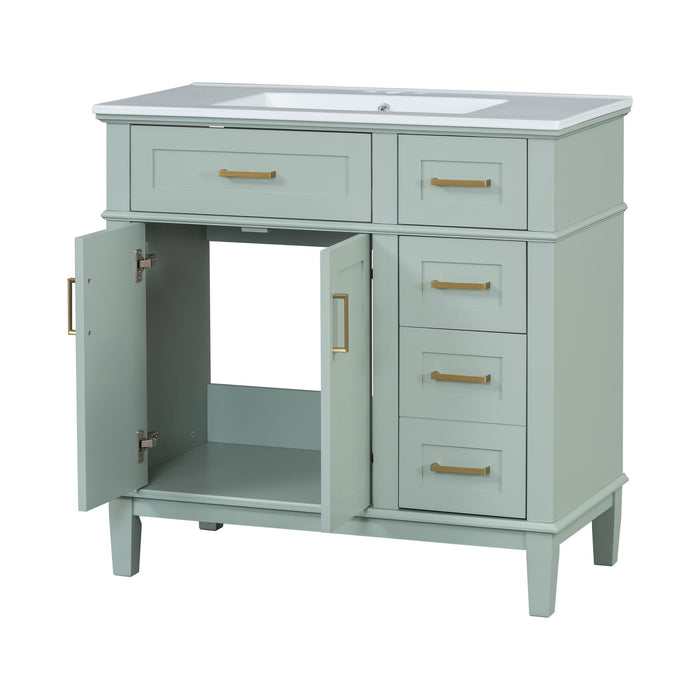 Modern Bathroom Vanity With Ceramic Sink, Soft Close Storage Cabinet