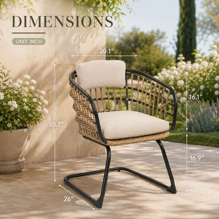 Patio Dining Chairs For Garden (Set of 2) - Beige