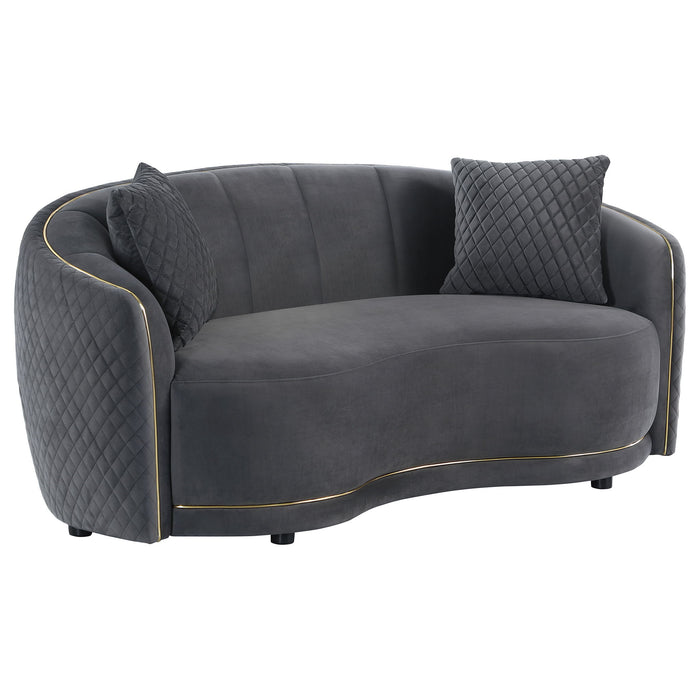 Lorraine - 2 Piece Upholstered Sofa Set With Tufting Trim - Dark Gray
