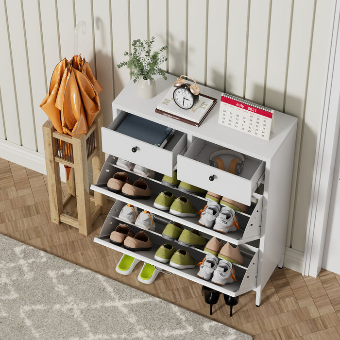 Shoe Cabinet With Flip Drawers