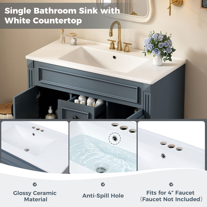 French Simple Style Wall Mounted Bathroom Cabinet With Sink