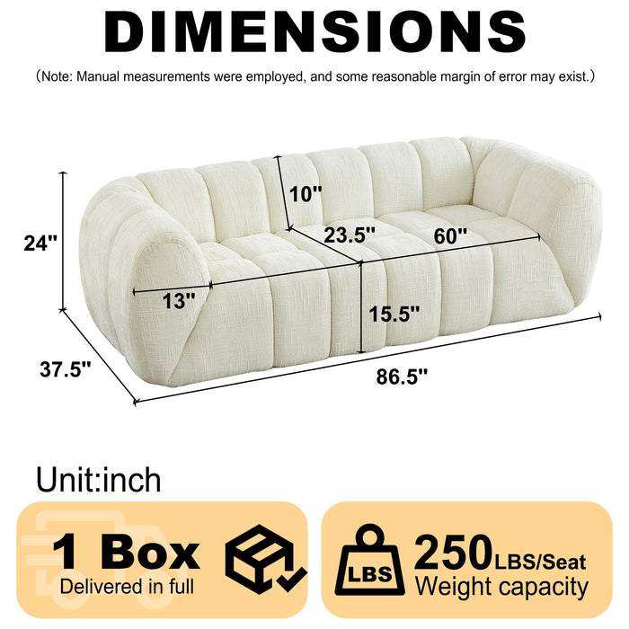 Quilted Cloud Sofa, Three-Seater - Beige
