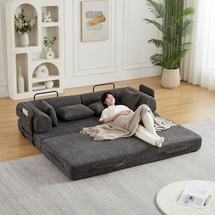 Convertible Sleeper Sofa Bed With Cylindrical Pillow