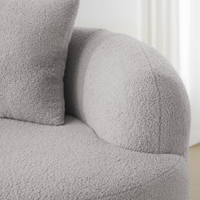 Curved Loveseat Sofa With Round Armrest