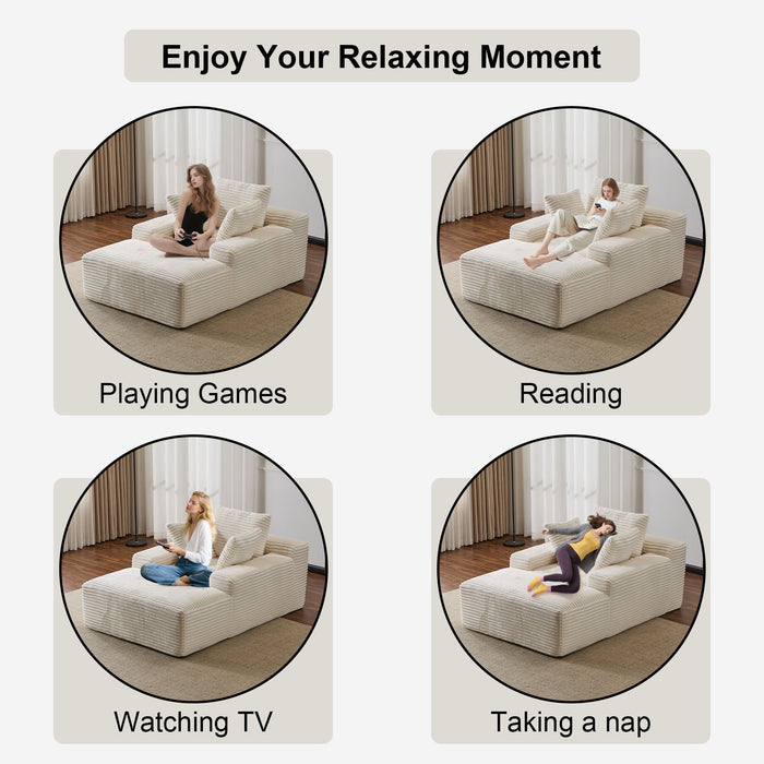 Oversized Chaise Lounge Chair Cozy Cloud Couch With 3 Throw Pillows And Wide Armrest