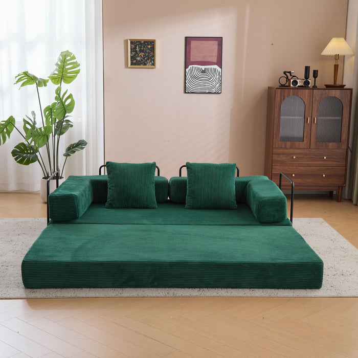 Floor Couch, Convertible Floor Sofa Bed With Pillow Back Support Armrest