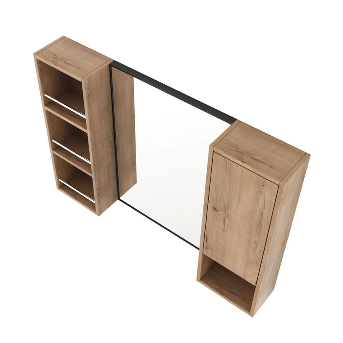 39.4" Wall Mounted Bathroom Cabinet With Storage And - Imitative Oak