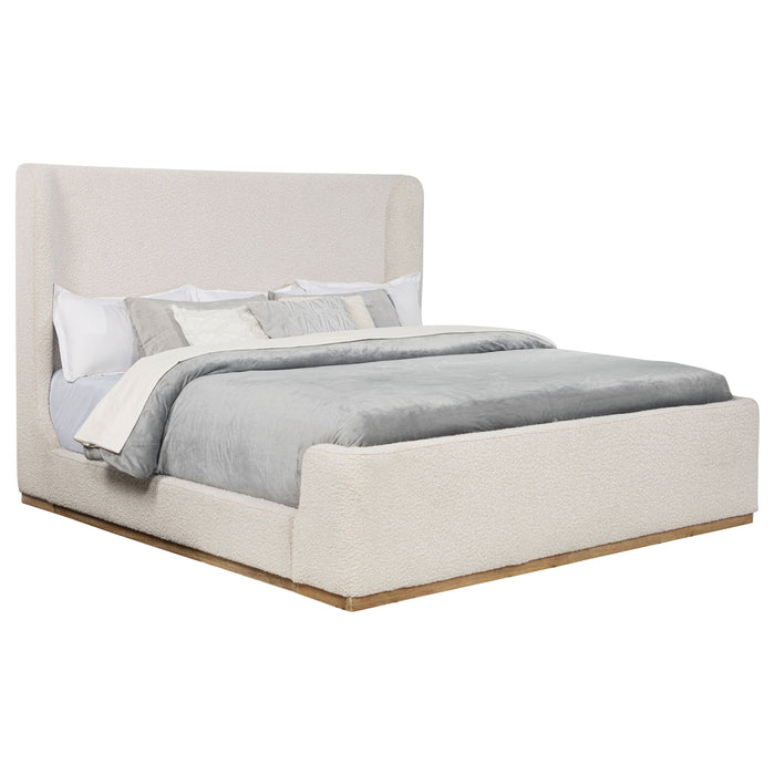 Kensington - Eastern King Sleigh Bed With Tall Wingback Headboard - Cream