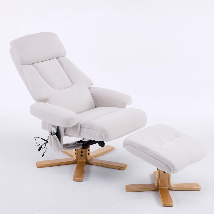 Upholstered Heated Massage 360° Swivel Accent Chair With Ottoman