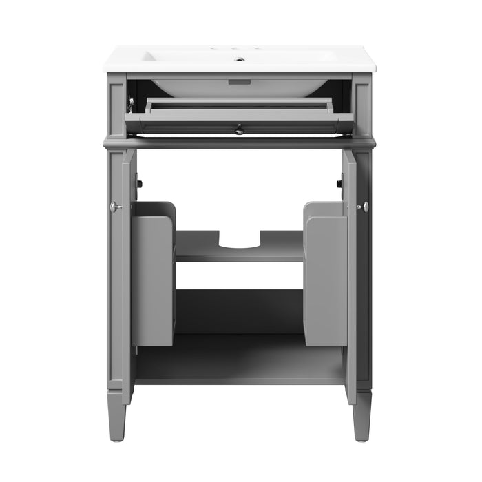 Bathroom Vanity With 2 Doors And Tip Out Drawer, Soft Closing Hinges