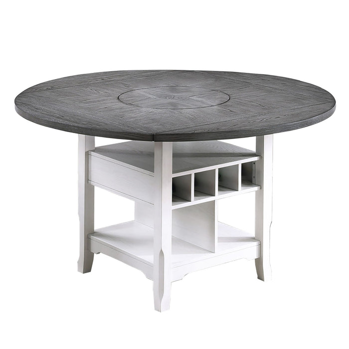 Contemporary Counter Height Dining Set With Built In Lazy Susan