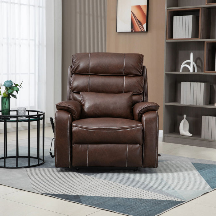 180 Degree Recliner Chair With Wireless Charging, Lumbar Support, And Dual Motor Lift - Brown