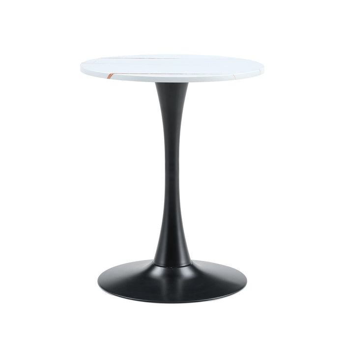 Round Dining Table With Thickened Engineered Wood Top And Metal Pedestal, 23.6" Diameter For Kitchen, Living Room, Small Spaces