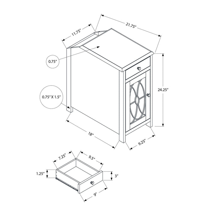 Accent Side Table, Storage Drawer, Traditional - Taupe